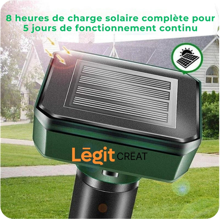 Anti-Nuisibles Ultrasonique Solaire – Protection 24h/24, même sous la pluie !