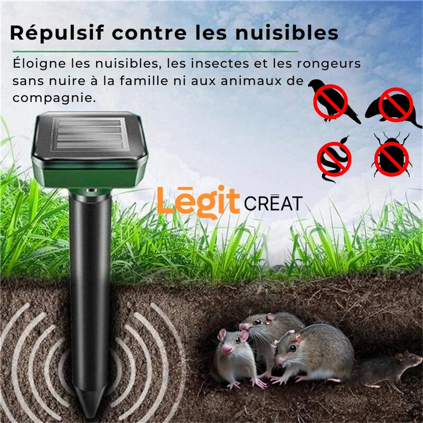 Anti-Nuisibles Ultrasonique Solaire – Protection 24h/24, même sous la pluie !
